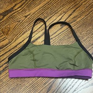 Lululemon olive green and purple Sports Bra size 8